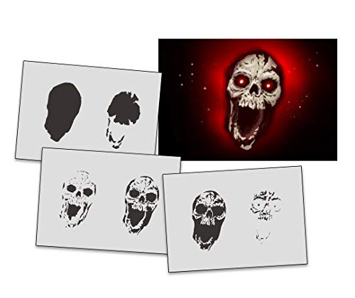 UMR-Design AS-323 Skull Airbrushstencil Step by Step Size M