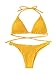 SweatyRocks Women's Sexy Bathing Suit Solid Color High Neck Tie Back Shirred Bikini Swimsuit