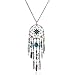LUREME Native American Dream Catcher Turquoise Pendant Long Chain Necklace (01003467) (Antique Silver)