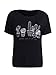 Persun Women Black Cute Cacuts Print Short Sleeve T-shirt,Black,Large