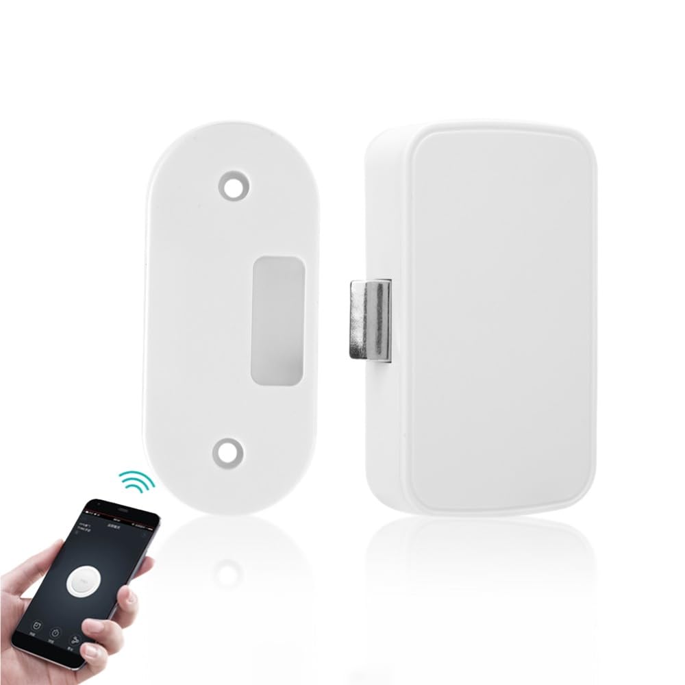 Smart Bluetooth Cabinet Locks APP Unlock, Smart Lock Wireless Security Lock and Remote Sharing Access No Drilling for File Cabinet Drawer Wardrobes Bookcases
