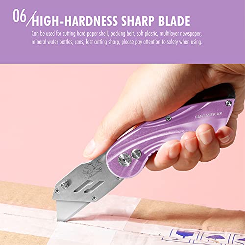 FantastiCAR Folding Box Cutter, Quick Blade Change Utility Knife, with