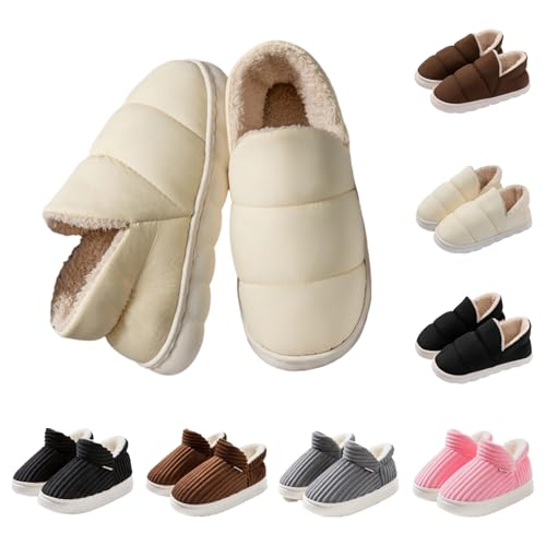 Fluffy Slippers Women, Moccasin Slippers Soft Comfy, Memory Foam Cotton House Shoes, Puffy Cloud Winter Slip On Shoes With Fuzzy Collar Indoor Outdoor
