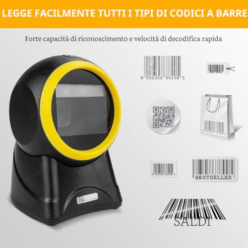 NetumScan USB Omnidirectional Barcode USB QR Handsfree Wired QR for Mobile Devices and Computers, PDF417, Data Matrix NS2055L