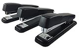 Clipco Stapler with 6000 Staples Full Desk Size Black (3-Pack)