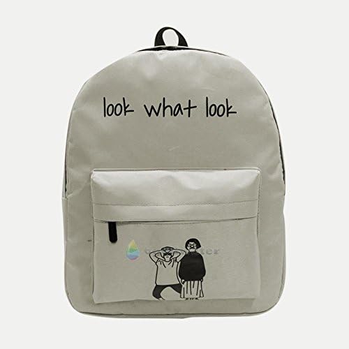 Women Girl Canvas Shoulder School Bag Backpack Travel Satchel Rucksack Handbag (GRAY)