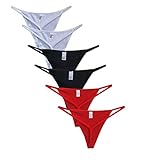 AngShine 6 Pack Cotton G-String, Women's Sexy Low Rise Panties Simple Soft Thong (Mix Color_Pack of 6, Large)