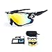 My case diy store Polarized Sports Sunglasses with 3 Interchangeable Lenses UV400 Protection Cycling Glasses With 5 Interchangeable Lenses for Cycling, Baseball ,Fishing, Ski Running ,Golf Black