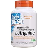 Doctor's Best Sustained Plus Immediate Release L-Arginine 500mg, 120 Bilayer Tablets