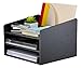 PAG Wood Desktop File Organizer Office Phone Stand for Desk Adjustable Desktop Shelf Mail Sorter Paper Magazine Holder Rack, Black
