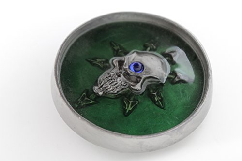 TFJ Men Women Gothic Belt Buckle Punk Biker Silver Metal Compass Skeleton Skull Green