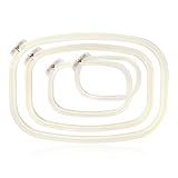 Caydo 4 Pieces ABS Plastic Square Cross Stitch Embroidery Hoop Set Adjustable Square Embroidery Hoop for Cross Stitch Handcraft DIY Handmade Needlework Craft