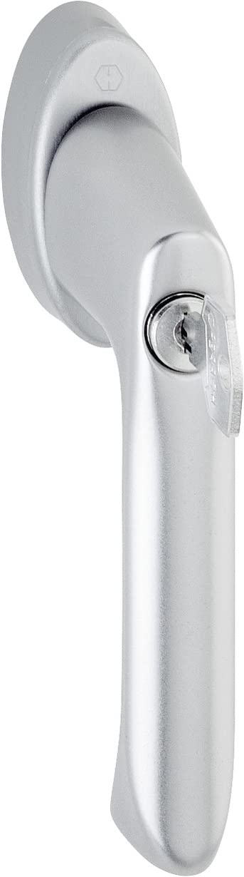 Hoppe Window Handle Brest with Sper Rzyli Sleeveless Golf 10765074 Aluminium sperrbar Key Square Pack of 1, Silver