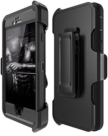 iPhone 7 plus Case, HEAVY DUTY [DropProof] Shockproof 4 layer Cover with [Kickstand] Belt Clip & Screen Protector Rugged Armor Hybrid Hard shell for iPhone 7 plus 5.5 Inch-Black Wireless Phone Accessory