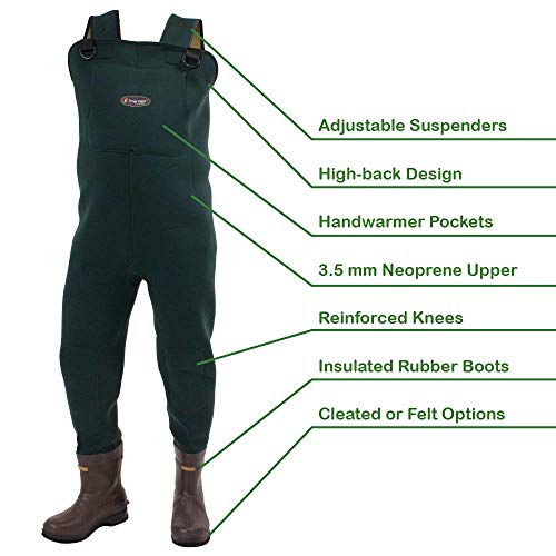 Frogg Toggs Amphib 3.5mm Neoprene Bootfoot Cleated Wader, 9, Dark Green - Thumbnail 2