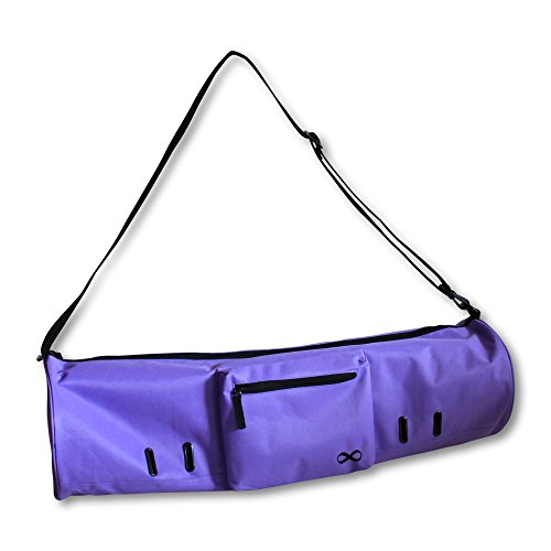 YogaAddict Yoga Mat Bag ‘Compact’ with Pocket, 28″ Long, Fit Most Mat Size, Extra Wide, Easy Access – Purple