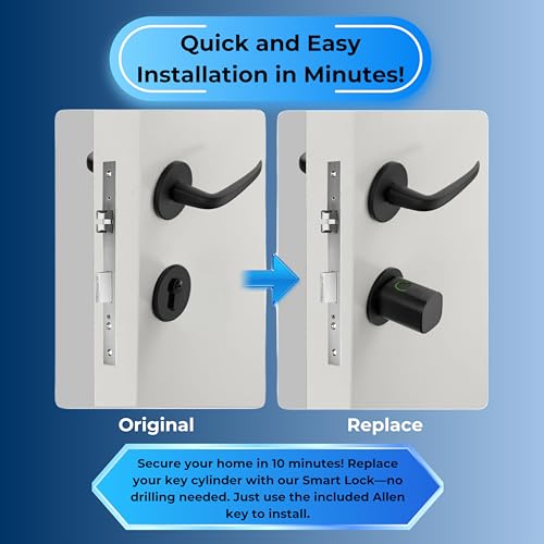 Smart Door Lock Keyless Entry 5 in 1 with Fingerprint, Keypad Lock, IC Card, and Mobile App Control, Remote Access via Gateway, Adjustable Cylinder, for Homes,Offices, & Vacation Rentals