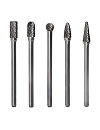 Juego de 5 piezas de carburo rotatorio JESTUOUS de 1 4 pulgadas de diámetro de vástago extendido largo de doble corte borde sólido de carburo para molinillo de metal tallado pulido grabado perforación
