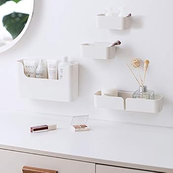 poeland Floating Shelf Wall Mounted Non-Drilling Adhesive Bathroom Organizer Ledge Shelf for Home Decor/Kitchen/Bathroom Storage