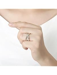 UNY Anillo de diseño vintage para mujer, regalo de San Valentín, dos tonos, alambre trenzado