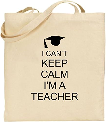 I Can't Keep Calm I'm a Teacher Large Cotton Tote Shopping Bag Present Xmas Cool, Black