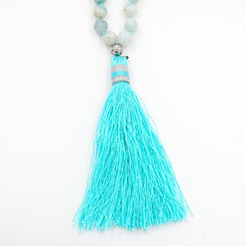 Gemstone Mala Beads Necklace, Mala Bracelet, Buddha necklace, Hand Knotted Mala (amazonite)