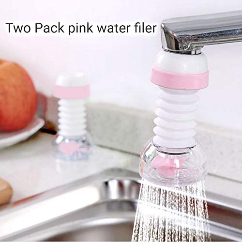2 Pack Kitchen Water Filter Splash Shower Tap Water Spray Water Saver 360 Rotating Faucet Water Filter Telescopic Water-Saving Nozzle with Filter Faucet Fits Standard Faucets No-Cracking No-Leakage