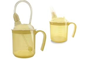 Ibluelover 300 ml Elderly Drinking Aids Feeding Cup No Spill Feeding Nursing Cup Postoperative Maternity Bedridden Disabled Straw Cups for Drinking Water Porridge Soup