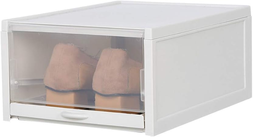 clear stackable shoe storage bins
