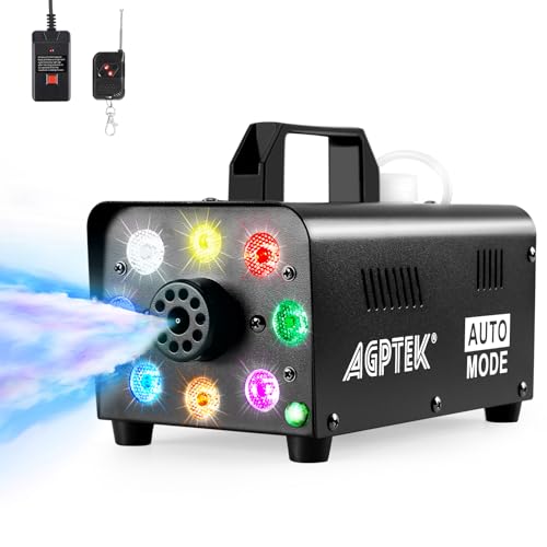 AGPtEK Nebelmaschine, Nebel Maschine mit Fernbedienung und LED Licht