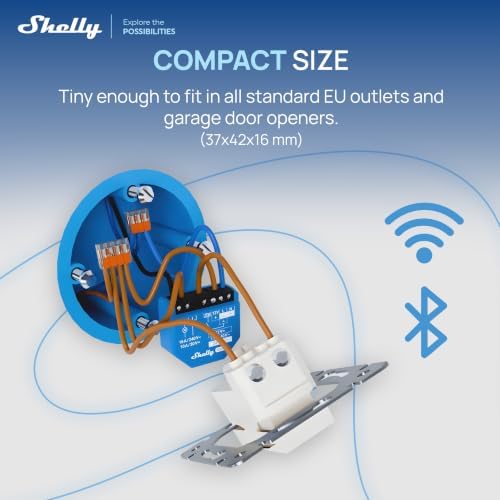 1 Gen3 - Wi-Fi & Matter Interruttore Intelligente Relé, 1 Canale, 16А, Contatto Pulito, Controllo Remoto e Automazione, Porta del Garage, Nessun Hub Richiesto, Alexa, Google Home (2 Pezzi)