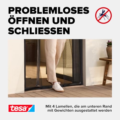INSECT STOP Lamellen Vorhang - Fliegenvorhang - 4-teiliger Insektenschutzvorhang - Moskitonetz für Türen - ohne Bohren, mit Klettverschluss - 95 x 220 cm - Weiß (leichter Sichtschutz)