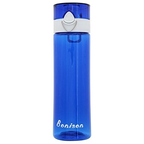 CLEARANCE-21 OZ Newest Design Sports Water Bottle Plastic Exceptional Durability Tritan Leak Proof Flip Top Double Locking Lid Handle for School Running Gym Yoga with Cleaning Brush - Blue