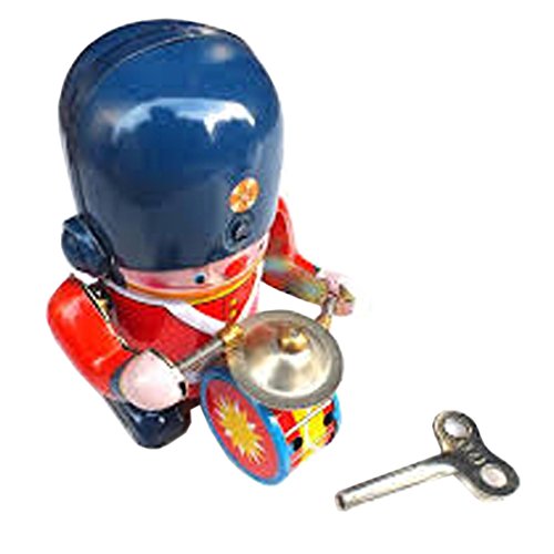 Off the Wall Toys Little Drummer TIn Toy Soldier Metal Winds up Toy 3.3" Tall