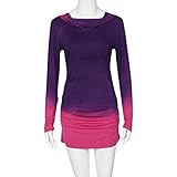 Creazy 2016 Women Hoodies Sweatshirts Long Sleeve Hooded Gradient Color Tops (L, Purple)