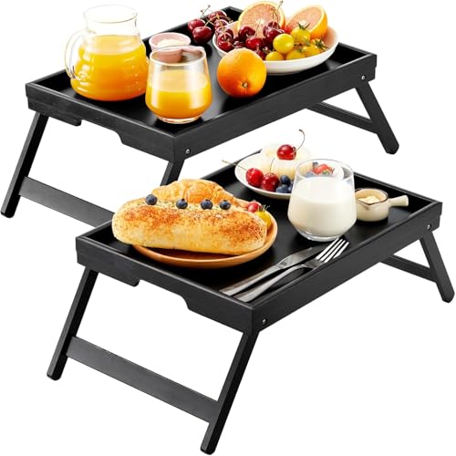 Pipishell Bamboo Bed Tray Table with Foldable Legs