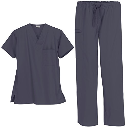 Strictly Scrubs Unisex Medical Uniform Set (Small, Granite)