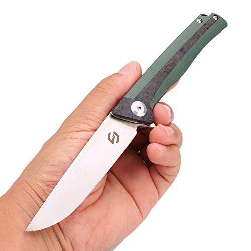 Alitaver Samior S001 EDC Folding Flipper Knife, 3.46 inches Satin D2