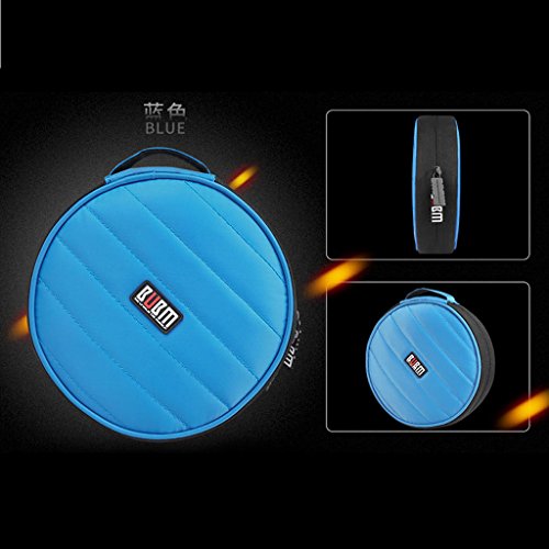 0721H BUBM Portable Round 32 CD Disc Storage Case Bag Heavy Duty CD/DVD Wallet for Car, Home, Office and Travel (Blue)