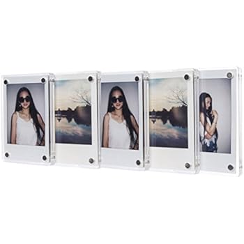 CAIUL Compatible Clear Acrylic Fridge Magnetic Frame, Double Sided Photo Magnet Frame for Fujifilm Instax Mini 9 8 8+ 70 7s 90 25 26 50s Film, 5 pcs