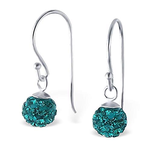 The Rose & Silver Company Women 925 Sterling Silver Blue Ball Drangle Earrings