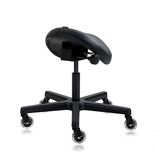 DR.LOMILOMI Premium Multifunctional Ergonomic Saddle Hygienic Clinic Spa Massage Rolling Swivel Stool Chair 507 (Standard, Black)