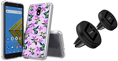 AquaFlex [Slim Shockproof] Case Appropriate with AT&T Radiant Core, Cricket Icon, Wiko Trip Bundled with [2-Pack] Magnetic Air Vent Automotive Mounts (Fast-Snap Know-how) – Hummingbirds