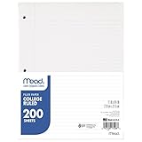 Mead Filler Paper, Loose Leaf Paper, College Ruled, 200 Sheets/Pack (17208)