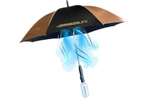 Breeze Life Mister Breeze USB Rechargeable Sun Umbrella with Built In Fan and Mister Spray for Heat Protection, Cooling, Summer, Beach, Sports, Golf, Walking, Festivals, and More, Gen2