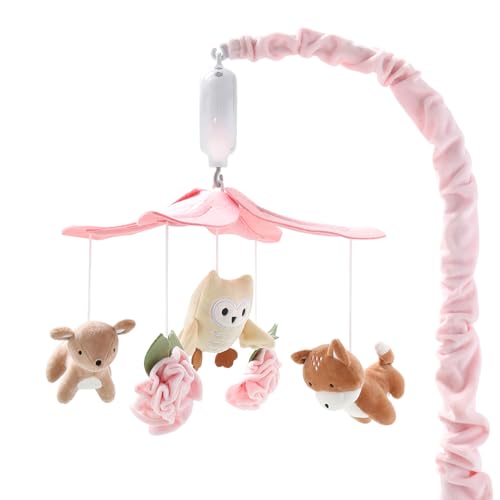 The Peanutshell Crib Mobile for Girls - Pink and White Musical Baby