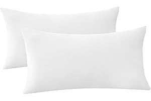 MR.YE Mr. Ye Throw Pillow Inserts Cushion Inserts 20x12 Inches Down Alternative Decorative Pillow Inserts Fluffy Rectangle Form Sham Stuffer for Sofa, Bed and Couch, Set of 2, White