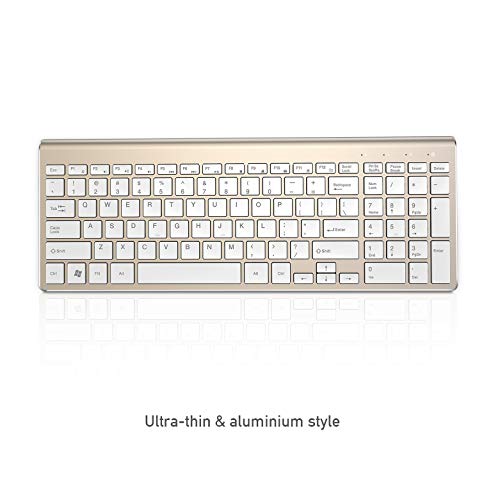 JOYACCESS Aluminum Wireless Keyboard and Mouse Combo,Slim Wireless Keyboard Mouse with Rechargeable Battery and Numeric Keypad for Laptop,Windows,Notebook, PC, Desktop, Computer-White and Gold - Thumbnail 5