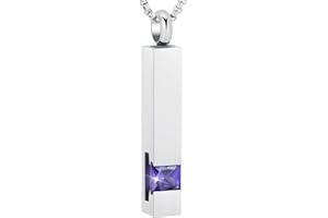 12 Birthstone Bar Cremation Necklace For Women Men Stainless Steel Memorial Urn Jewelry Hold Ashes Keepsake Pendant