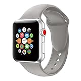 Youther for Apple Watch Bands, Soft Silicone Strap Replacement Wristbands for Apple Watch Sport Series 3 Series 2 Series 1 Dark Gray 38mm M/L